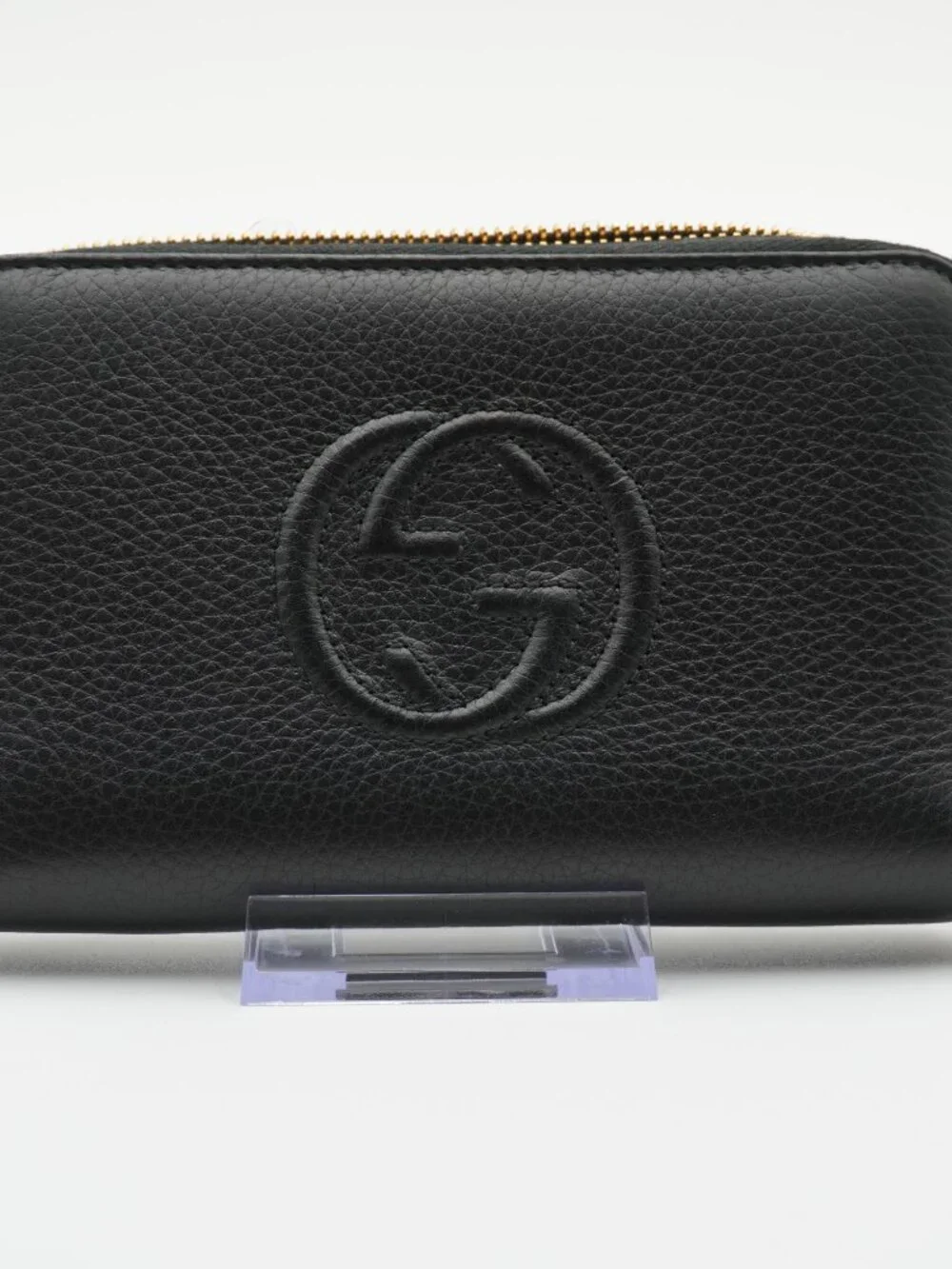 Authentic GUCCI Black Leather Soho Interlocking G Medium Zip Around Wallet - Picture 2 of 10